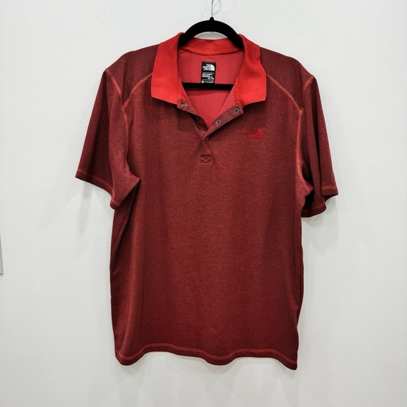 North Face Red Flashdry Short Sleeve Polo Shirt Sz XL textured design - Picture 1 of 6